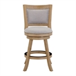 Pemberly Row Grey Fabric Nailhead Swivel Counter Stool in Driftwood