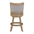 Pemberly Row Grey Fabric Nailhead Swivel Counter Stool in Driftwood