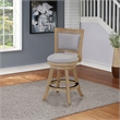 Pemberly Row Grey Fabric Nailhead Swivel Counter Stool in Driftwood