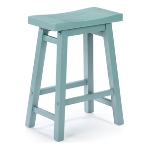 Pemberly Row Acacia Wood Backless Saddle Counter Stool in Aspen Valley