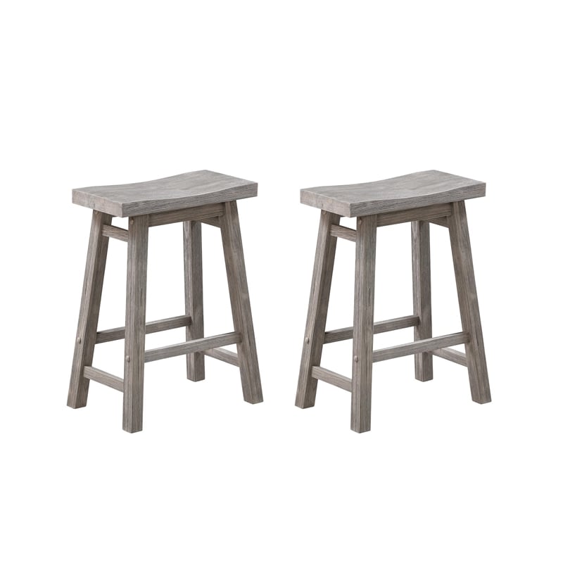 Pemberly Row 4-Piece Acacia Wood Saddle Pub Set in Storm Gray
