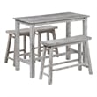 Pemberly Row 4-Piece Acacia Wood Saddle Pub Set in Storm Gray