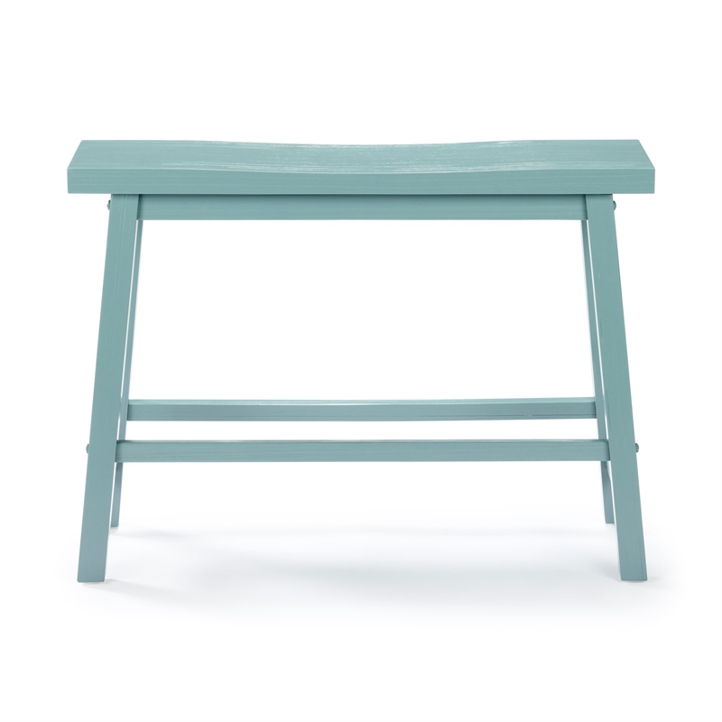 Pemberly Row Acacia Wood Backless Contoured Bench in Aspen Valley