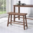Pemberly Row Acacia Wood Farmhouse Contoured Saddle Bench in Barnwood