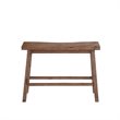 Pemberly Row Acacia Wood Farmhouse Contoured Saddle Bench in Barnwood