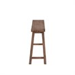Pemberly Row Acacia Wood Farmhouse Contoured Saddle Bench in Barnwood