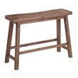 Pemberly Row Acacia Wood Farmhouse Contoured Saddle Bench in Barnwood