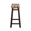 Pemberly Row Acacia Wood Backless Saddle Counter Stool in Blended Espresso