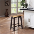 Pemberly Row Acacia Wood Backless Saddle Counter Stool in Blended Espresso