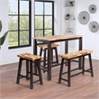 Pemberly Row 4-Piece Acacia Wood Saddle Pub Set in Blended Espresso