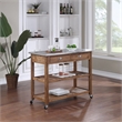 Pemberly Row Rubberwood Kitchen Cart with Stainless Steel Top in Barnwood
