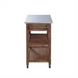 Pemberly Row Rubberwood Kitchen Cart with Stainless Steel Top in Barnwood