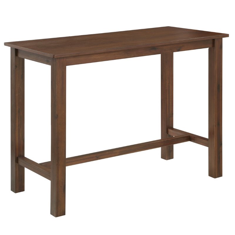 Pemberly Row Acacia Wood Pub Table for 4 in Chestnut Wire-Brush