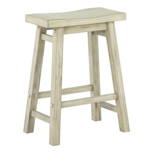 Pemberly Row Acacia Wood Backless Saddle Counter Stool in Sawgrass