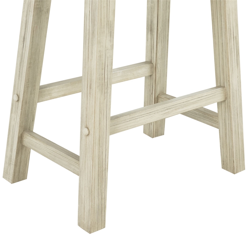 Pemberly Row Acacia Wood Backless Saddle Counter Stool in Sawgrass