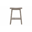 Pemberly Row Acacia Wood Saddle Counter Stool with Footrests in Storm Gray