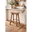 Pemberly Row Acacia Wood Saddle Counter Stool in Barnwood Brown
