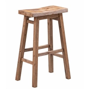 Pemberly Row Contemporary Backless Saddle Bar Stool in Barnwood