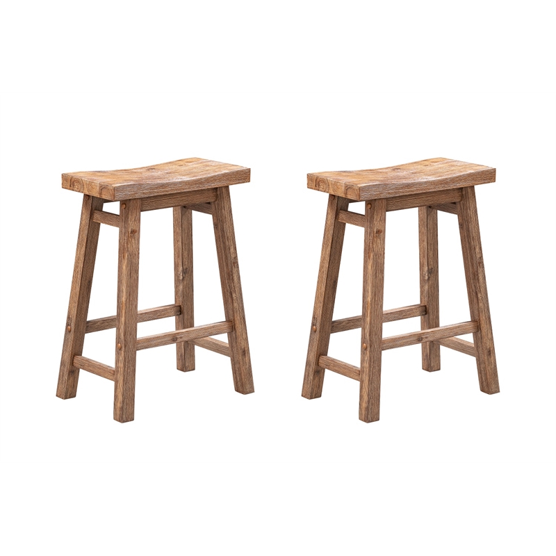 Pemberly Row Contemporary 4-Piece Acacia Wood Pub Set in Barnwood