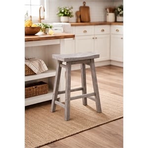 Pemberly Row Contemporary Backless Saddle Counter Stool in Storm Gray
