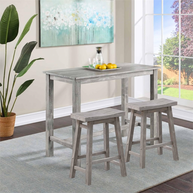 Pemberly Row Contemporary Backless Saddle Counter Stool in Storm Gray