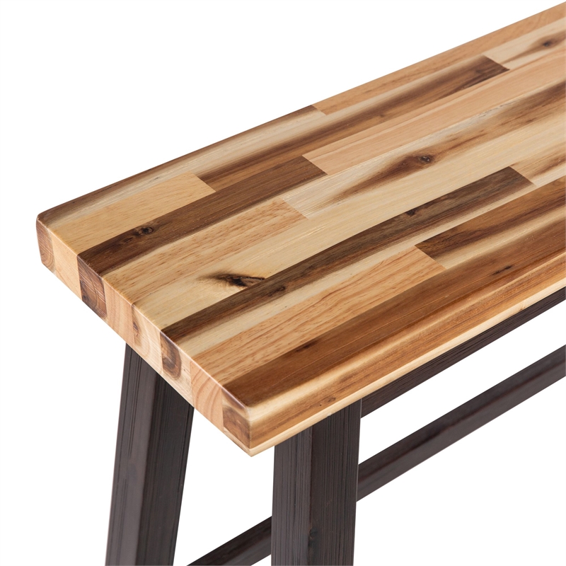 Pemberly Row Contemporary Backless Dining Bench in Blended Espresso
