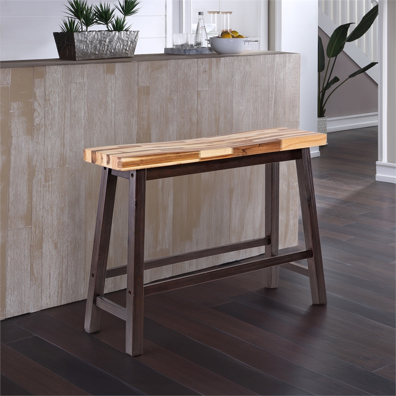 Pemberly Row Contemporary Backless Dining Bench in Blended Espresso