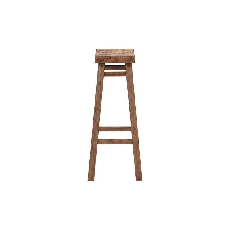 Pemberly Row Contemporary Acacia Wood Saddle Bar Stool in Barnwood
