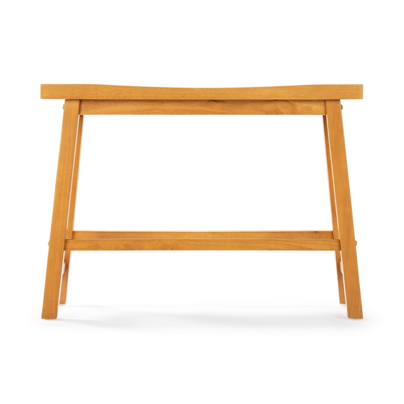 Pemberly Row Contemporary Backless Dining Bench in Honey Oak