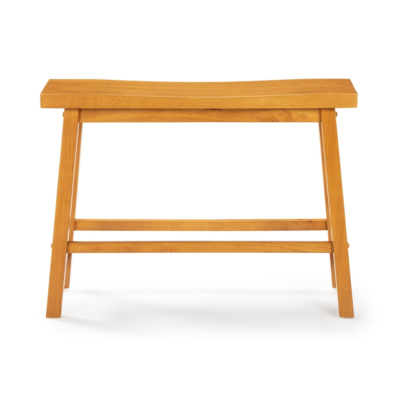 Pemberly Row Contemporary Backless Dining Bench in Honey Oak