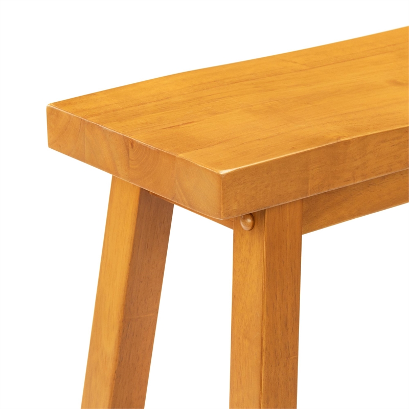 Pemberly Row Contemporary Backless Dining Bench in Honey Oak
