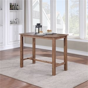 Pemberly Row Contemporary Acacia Wood Pub Table in Barnwood Finish