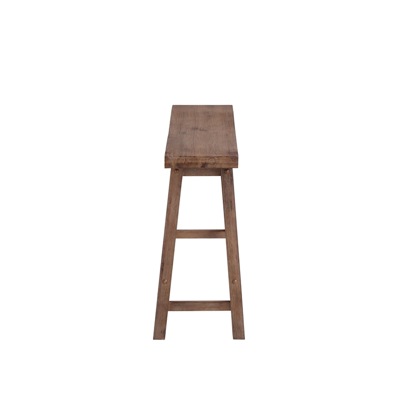 Pemberly Row Contemporary Backless Dining Bench in Barnwood Finish