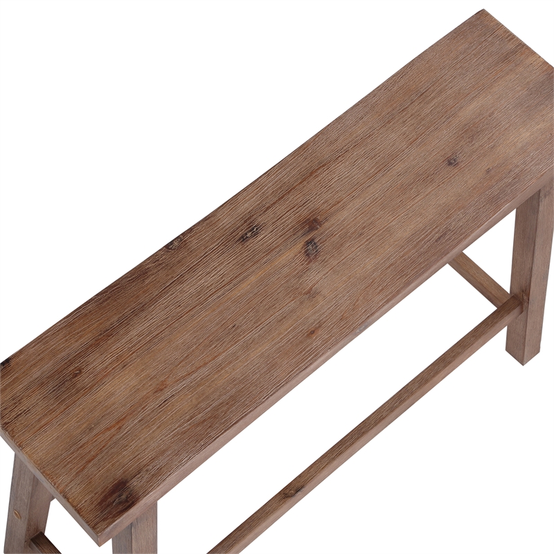Pemberly Row Contemporary Backless Dining Bench in Barnwood Finish