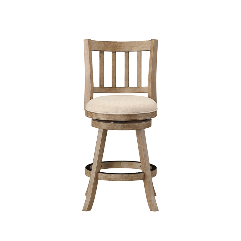 Pemberly Row Contemporary Rubberwood Swivel Counter Stool in Ivory
