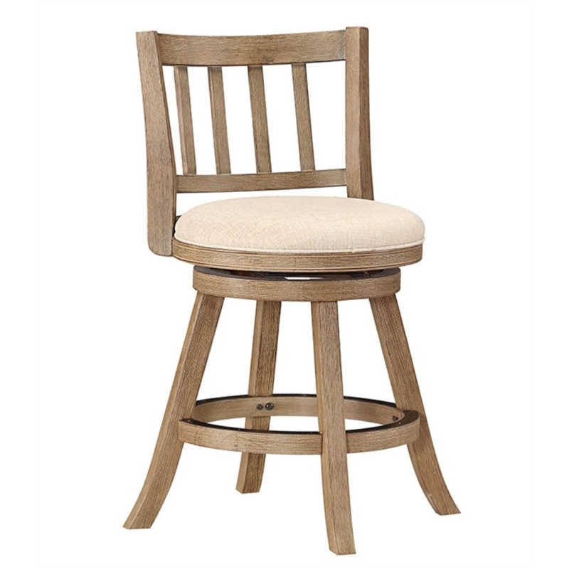 Pemberly Row Contemporary Rubberwood Swivel Counter Stool in Ivory