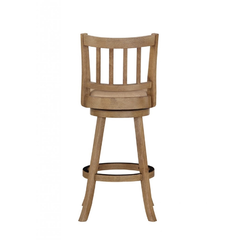 Pemberly Row Rubberwood Swivel Bar Stool in Driftwood Oatmeal