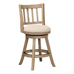 Pemberly Row Rubberwood Swivel Counter Stool in Driftwood Oatmeal