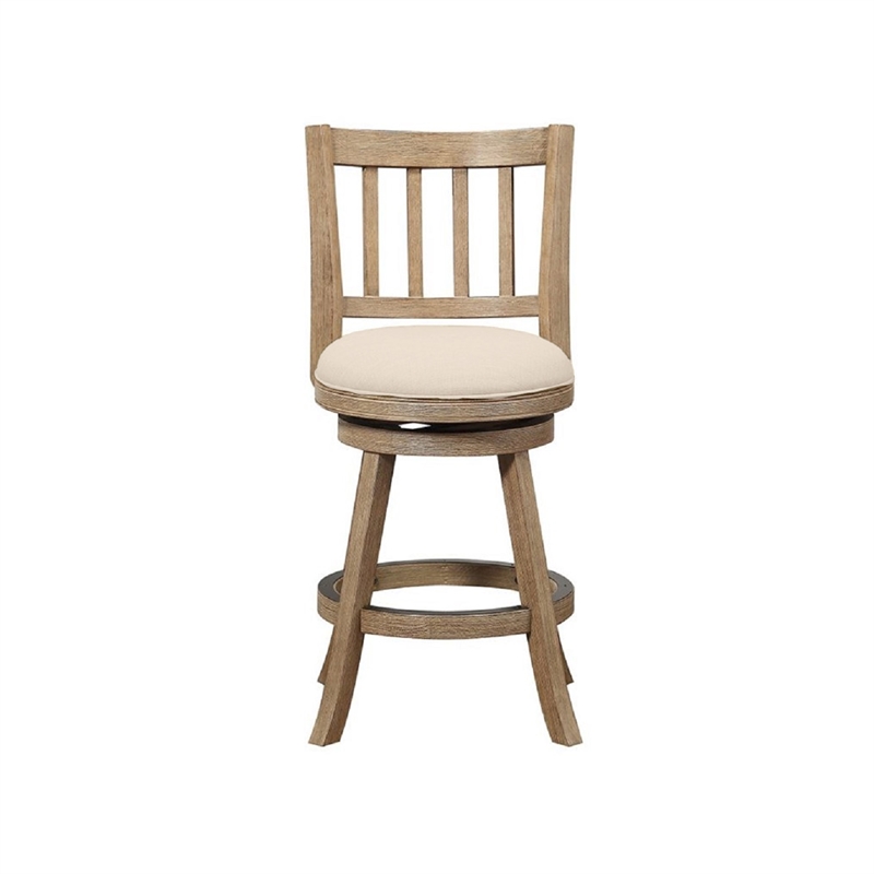 Pemberly Row Rubberwood Swivel Counter Stool in Driftwood Oatmeal
