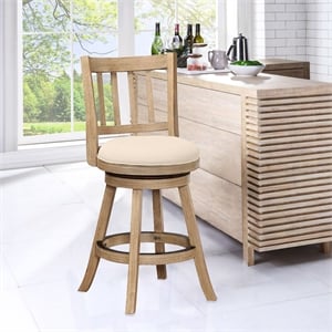 Pemberly Row Rubberwood Swivel Counter Stool in Driftwood Oatmeal
