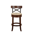 Pemberly Row Contemporary Rubberwood Swivel Bar Stool in Mahogany Brown