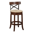 Pemberly Row Contemporary Rubberwood Swivel Bar Stool in Mahogany Brown