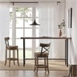 Pemberly Row Contemporary Rubberwood Swivel Bar Stool in Wheat Natural