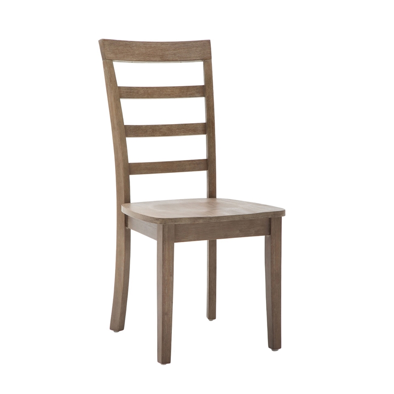 Pemberly Row Rubberwood Dining Chairs in Barnwood Brown (Set of 2)