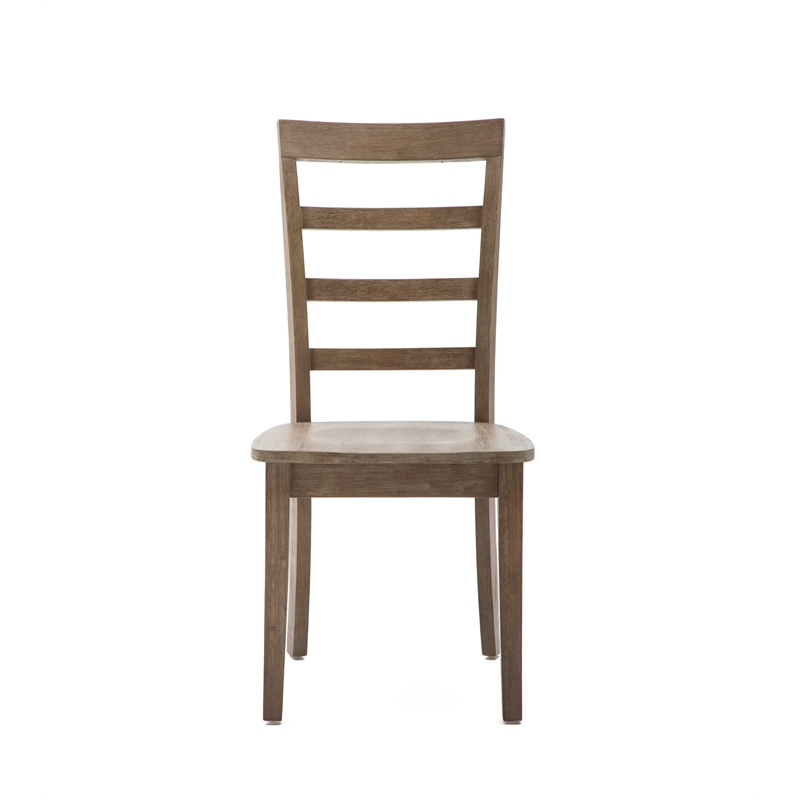 Pemberly Row Rubberwood Dining Chairs in Barnwood Brown (Set of 2)