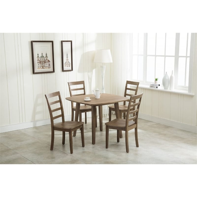 Pemberly Row Rubberwood Dining Chairs in Barnwood Brown (Set of 2)