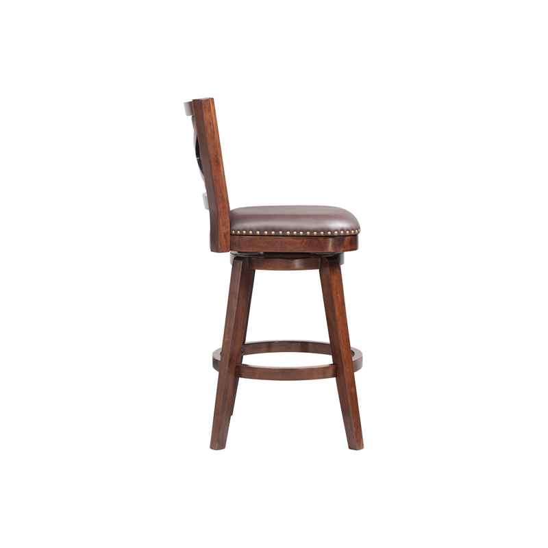 Pemberly Row Contemporary Swivel Bar Stool in Cappuccino Finish