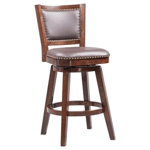 Pemberly Row Contemporary Swivel Bar Stool in Cappuccino Finish