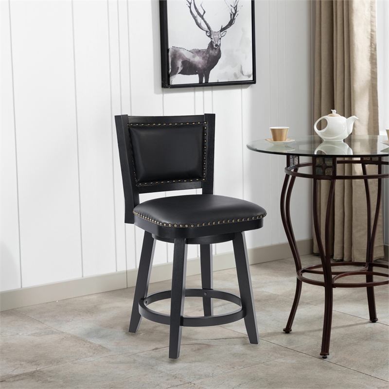 Pemberly Row Contemporary Counter Height Swivel Stool in Black