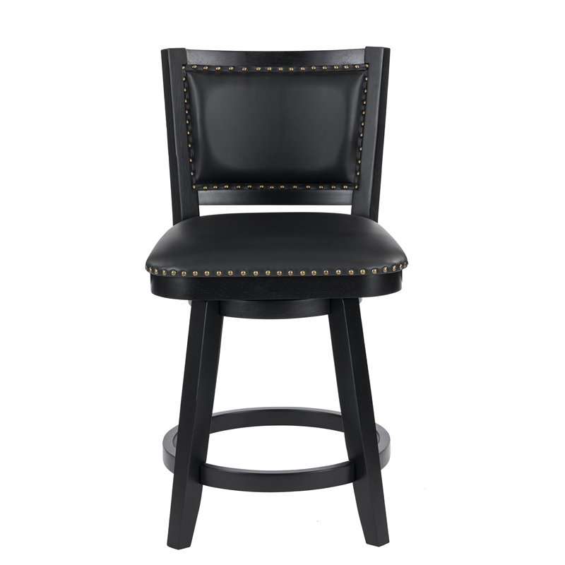 Pemberly Row Contemporary Counter Height Swivel Stool in Black